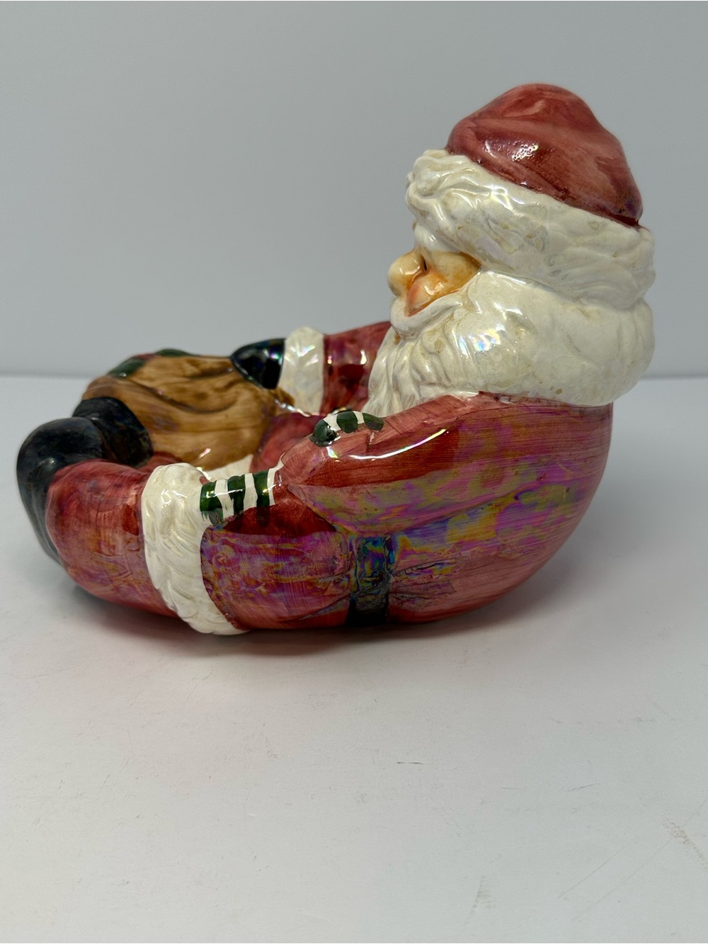 Santa Clause Glazed Ceramic Candy Dish Christmas Decor A1 - Picture 2 of 8